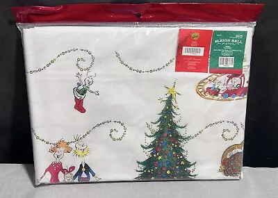 Dr Seuss WHOVILLE The Grinch Vinyl Tablecloth Rectangle 52x70  Christmas Holiday • $14.99