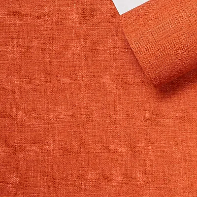 Plain Burnt Orange Textured Wallpaper Linen Effect Paste The Wall Quality Vinyl • £1.69