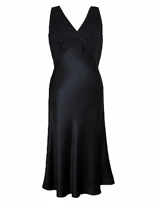 90s Vintage PHOEBE 8 Dress Silk Surplice Black Sequin Bodice Elegant Cocktail • $46.74