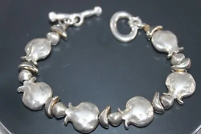 Signed DANON  Vintage Silver Puffy Squash Blossom Link Bracelet • £121.64