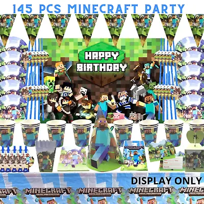 $80 • Buy 204 Minecraft Birthday Party Tableware Girls Supplies Sydney Balloon Banner Boy