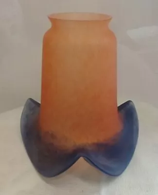 Vintage Vianne Glass Tulip Shade France Blue & Peach • $25