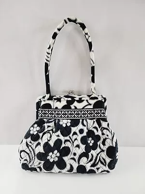 VERA BRADLEY Black & White Day And Night Framed Kiss Lock Quilted Handbag Purse • $21.83