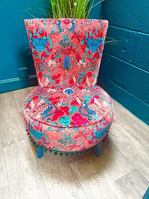 Cocktail Chair In Orange Emma Shipley Velvet Pom Pom Trim Mid Century Boho • £385
