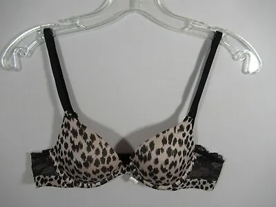 Victorias Secret Biofit Animal Print Push-Up Bra 34A Underwire Demi Uplift Satin • $14.39