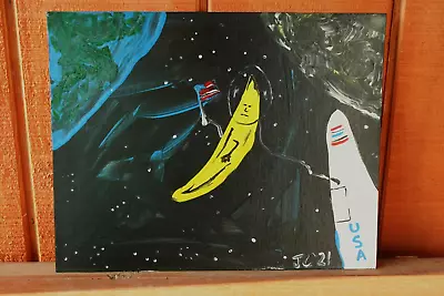 AMERICAN ASTRONAUT BANANA ROCKET OUTSIDER POLITICAL FOLK POP ART Jr CHARLIE FAST • £83.52