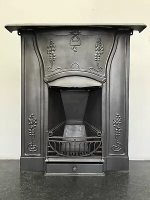 Restored Antique Cast Iron Edwardian Art Nouveau Fireplace Medium Bedroom AF132 • £620