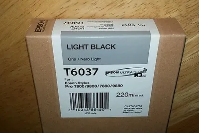 08-2023 GENUINE EPSON T6037 LIGHT BLACK 220ml INK STYLUS PRO 7800 9800 7880 9880 • $101.89