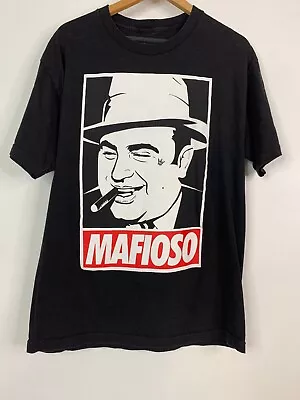 Mafioso Gangster Red Label Logo Cigar Smoke Black Short Sleeve Cotton Men’s L • $15.23