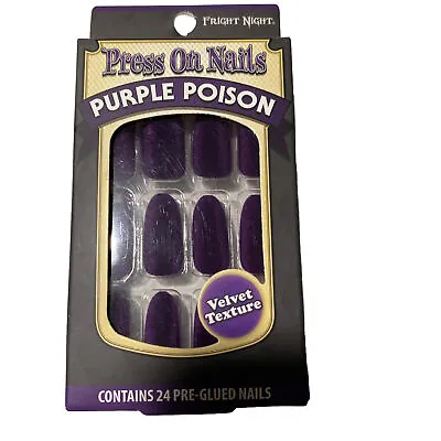 FRIGHT NIGHT 24 HALLOWEEN Press On Nails Purple Velvet Texture New • $9.99