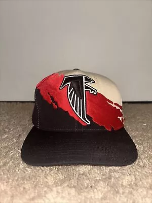 Mitchell & Ness Atlanta Falcons Paintbrush Flat Brim Snapback Hat Cap Splash VTG • $20