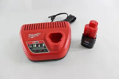 Milwaukee 12V Lithium Ion Battery Pack (48-11-2401) W/ M12 Charger (48-59-2401) • $29.74
