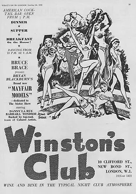 Original Magazine Advert Winston's Club 1958 Mayfair Models Danny La Rue • £4