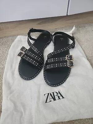 Brand New Zara Black Studded Sandals 38(size 6) • £12