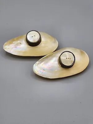 Pair Salt & Pepper Shakers Mother Of Pearl Shell New Never Used India • $15