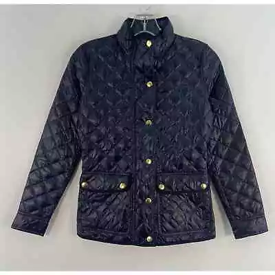 J. Crew Navy Blue Full Zip Quilted Down Packable Puffer Jacket Women Petite XXXS • $19.80