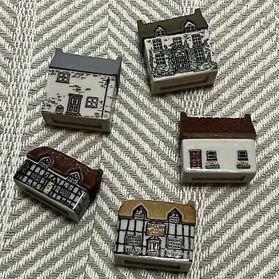 Miniature English Village Porcelain Wade WHIMSEY ON WHY SET 1 - 8 Pieces In Box • $84.99