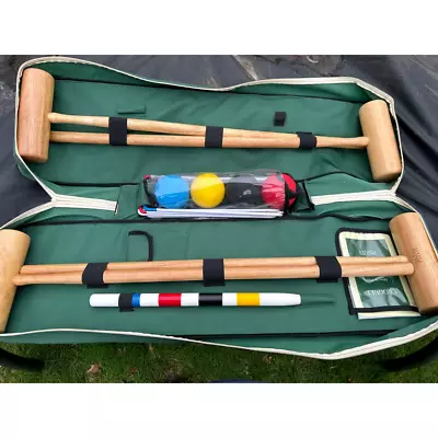 Jaques London Sussex 4 Player Complete Croquet Set With Storage Bag (Adult Size) • £97