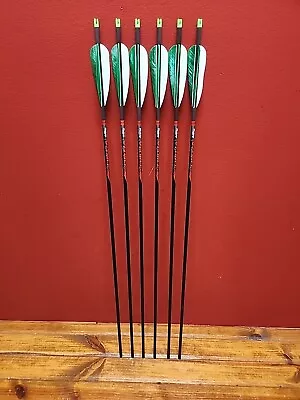 6 VICTORY VFORCE Carbon Arrows For Recurve Long Bow 500 Spine Feather Fletched • $69