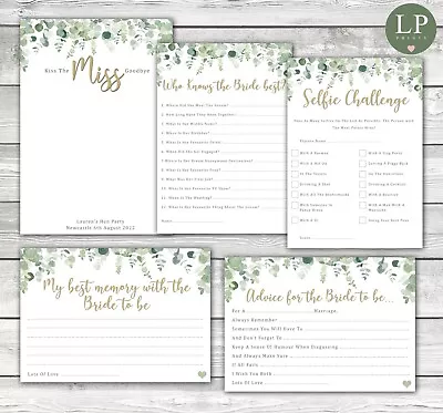 £3.99 • Buy Hen Party Games Bridal Shower Botanical Themed Keep Sakes Bride Personalised