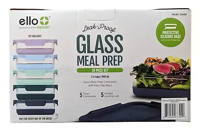 Ello Glass Meal Prep Containers W/ Non-Slip Base 3.4 Cup (5 Containers) • $35.99