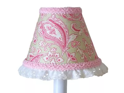 Pink Paisley Ruffle Trim Chandelier Shade 5  Mini Lamp Sconce Shade Farmhouse • $5