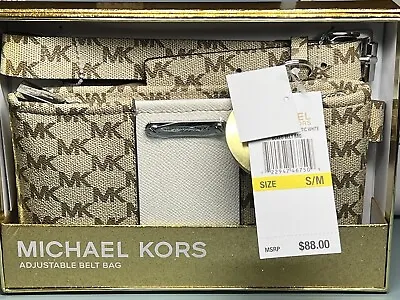 Michael Kors Women’s Belt  Fanny Pack MK Signature Logo BROWN/BEIGE/WHITE- S/M • $49.85