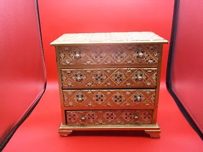 VINTAGE Large Wooden FLORENTINE 4 Drawer JEWELRY / MUSIC BOX • $45