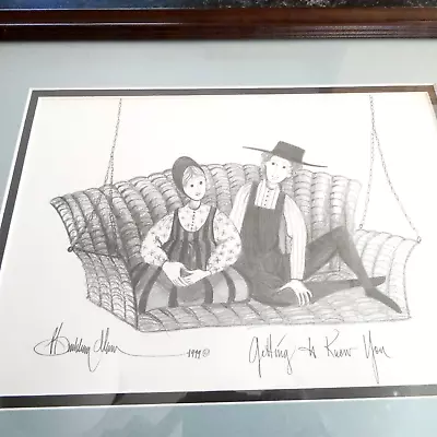 P Buckley Moss Getting To Know You Amish Framed Print Williamsburg Signed 1999 • $48.98