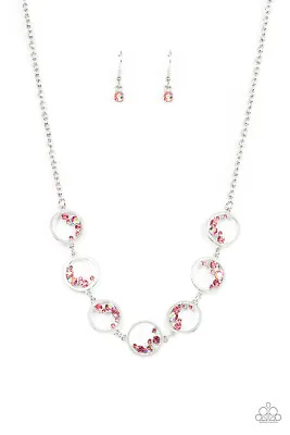 $3.50 • Buy Paparazzi Blissfully Bubbly - Pink Necklace & Earrings