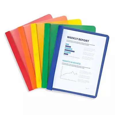 Assorted Color Plastic Report Covers With Prongs 3 Prong Clear Front Report C... • $30.71