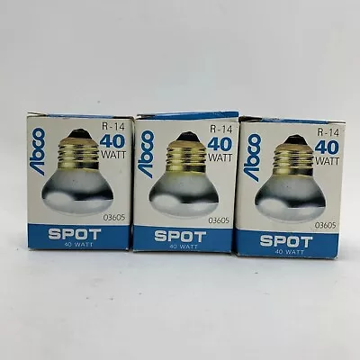 ABCO R-14 40 Watt 03605 Spot Reflector Light Bulb Medium Base 1500 Hour Lot Of 3 • $12