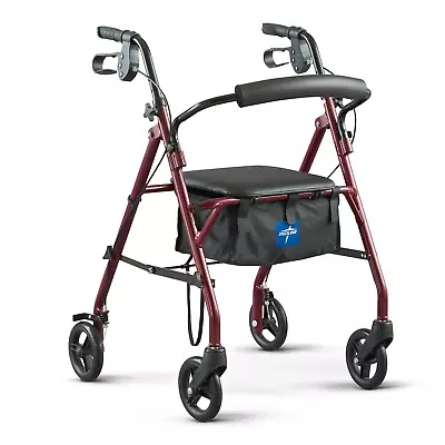 Rollator Walker With Seat - Steel 6-Inch Wheels Supports Up To 350 Lbs - Burgu • $149.10