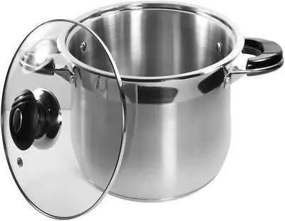 $89.99 • Buy Stainless Steel Heavy Duty Tri-Ply Encapsulated Base Gourmet Stock Pot Glass Lid