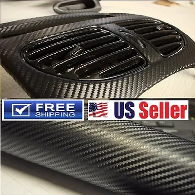  120 X 5FT Premium 4D Glossy Black Carbon Fiber Vinyl Wrap Film BUBBLE FREE • $63.69