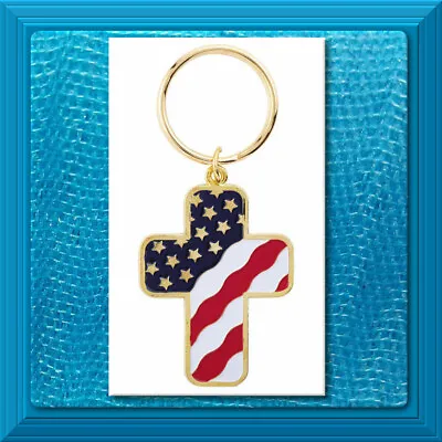 $6.49 • Buy USA American FLAG KEYCHAIN Key Chain CROSS Shape Crucifix Catholic Christian