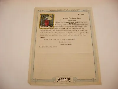 Vtg Sonora Phonograph Advertising Letterhead Stemper's Music Shop Freeport IL • $19.99