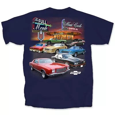 Chevy Monte Carlo Drive In Scene Navy Blue T-Shirt • $24.99