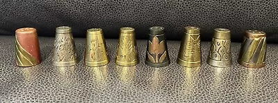 8 X Vintage Metal Thimbles -Made In India - Different Designs Unique Shapes • £24