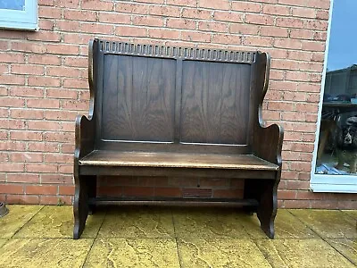 Country House Antique Oak High Back Settle In Lovely Condition • £310