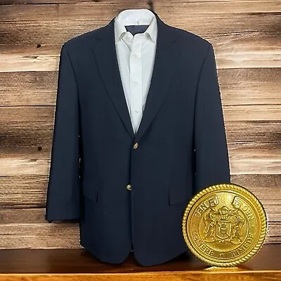 Chiarelli Blazer Mens 44R Navy Gold Buttons Wool • $33.30
