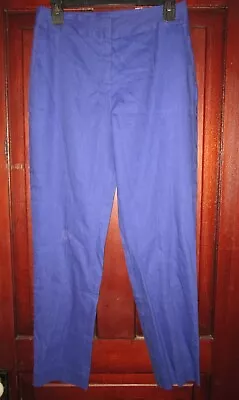 Vince Camuto 2 Slim Pants Slacks Linen Viscose Blend Blue Pockets • $21.99