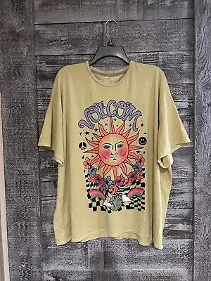 Volcom Sun T Shirt Oversized Fit Yellow Women’s One Size XL Good Condition 🌞 • $18.71