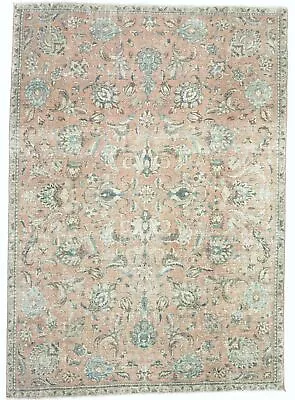 Floral Distressed Vintage Antique Muted 7X10 Oriental Rug Farmhouse Wool Carpet • $801