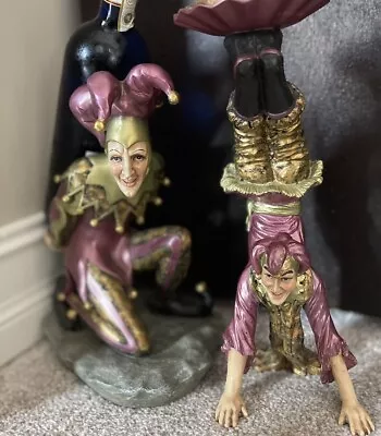 TMS 2003 The Jester Vintage Wine Bottle Holder Wine Glass Holder Rare Figurines • $90