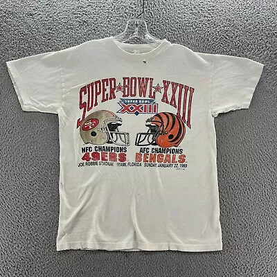 Vintage 49ers Shirt Mens Medium 1989 Super Bowl Vs Bengals Single Stitch Tee • $28.48