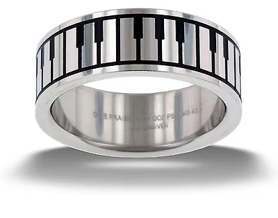 Give Praise Music Keyboard Stainless Steel Ring By Forgiven Jewelry Sizes 7-11 • $14.99