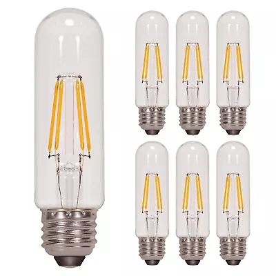 6 Pack Satco S9580 LED Bulbs 4.5W =40W 120V T10 Medium E26 Dimmable Clear 2700K • $34