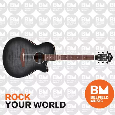 Ibanez AEG70 Acoustic Guitar AEG Flame Maple Gloss Charcoal Burst Pickup Cutaway • $719