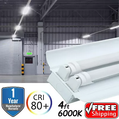 4ft T8 G13 LED Warehouse Store Commercial Light Fixture 2 Bulb Lamp Clear 6500k • $31.24